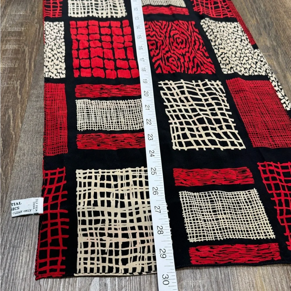 Essential Classics Red Black Tan Silk Patterned Women's‎ Scarf Stylish Lightwt